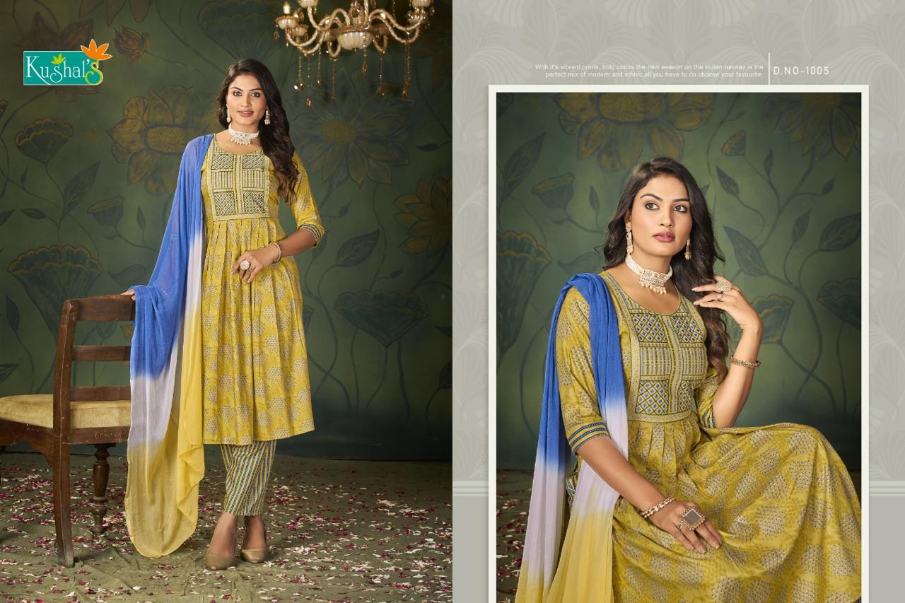 Kushals By Noor Rayon Printed Kurti With Bottom Dupatta Catalog
